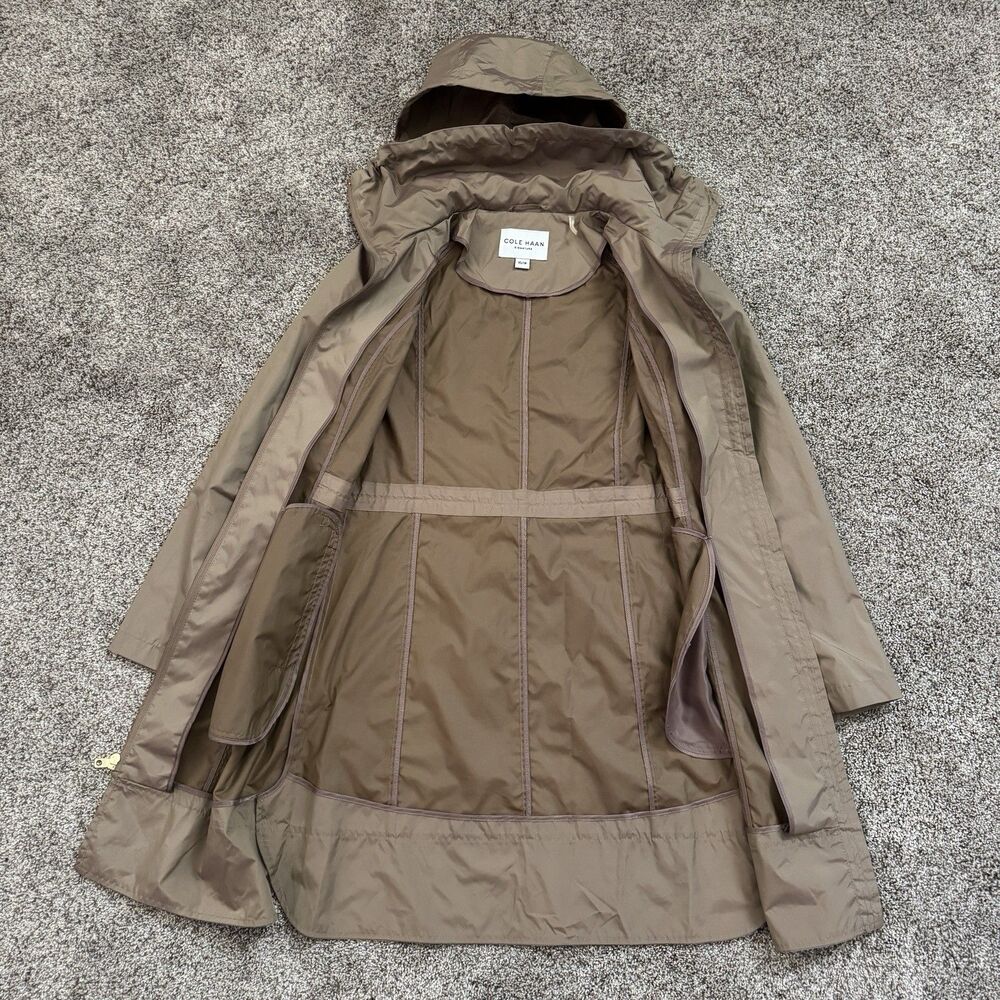 Cole Haan Hooded Rain Jacket Coat Champagne Iridescent Full Zip Women’s Size XS - Picture 6 of 16